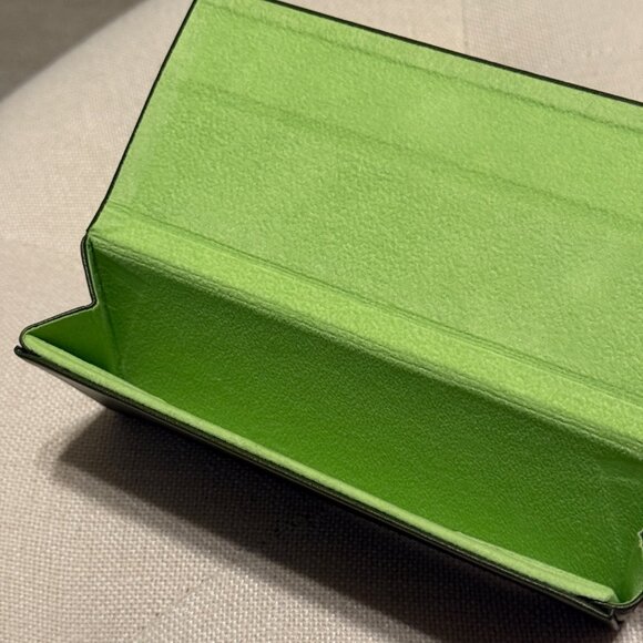 LONGCHAMP Leather Sunglasses Case NEW & UNUSED Olive Green - Picture 4 of 6